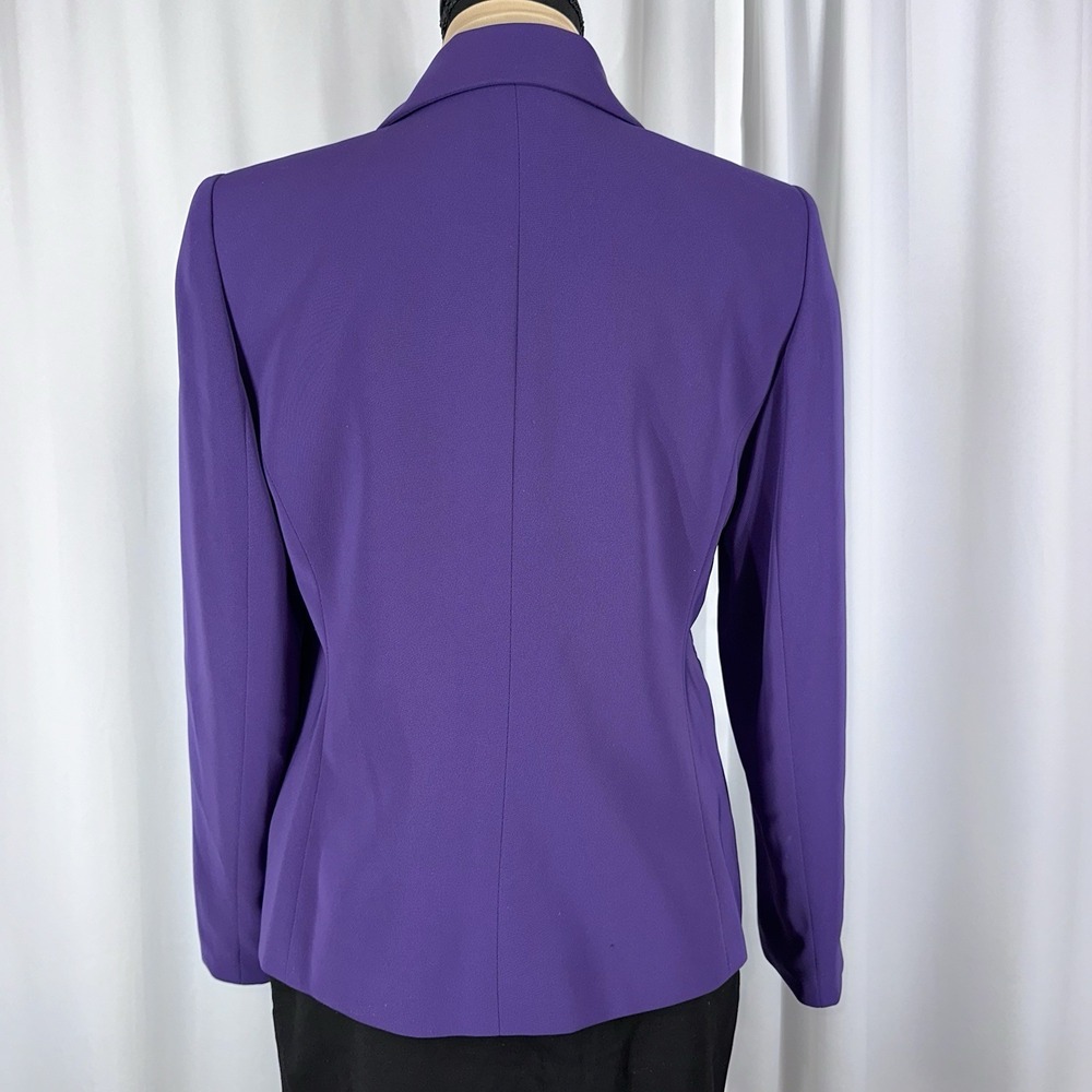 NWT Kasper Petite Blazer Jacket Sz 4P Deep Purple One Button Business Casual - Picture 2 of 12